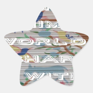 Mijn dierenwereld: prachtig boom- en vogelontwerp ster sticker