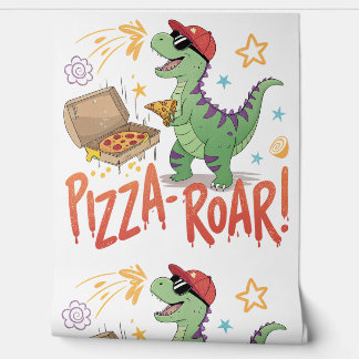 Mijn dinasour eet pizza voor voedselliefhebber behang