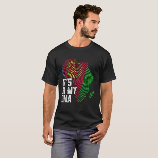Mijn Dna Eritrea vlag Apparel zwart-Amerikaans T-shirt (Voorkant volledig)