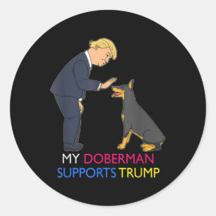 Mijn Doberman steunt Trump Gift Doberman Pinscher Ronde Sticker