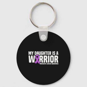 Mijn dochter is Warrior Pancreatic Paarse Ribbon S Sleutelhanger