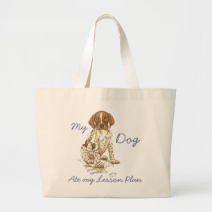Mijn Duitse Shorthaired Pointer op mijn Lesson Pla Grote Tote Bag