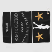 Mijn echte leven begint op de Golfcursus Golfhanddoek (Horizontaal)