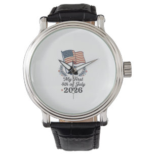 Mijn eerste 4 juli 2026 Baby Vintage Patriottische Horloge