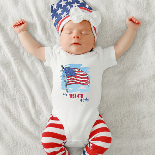 Mijn eerste 4 juli Amerikaanse vlag Patriottisch Romper