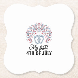 Mijn Eerste 4 juli Baby Voeten Patriottisch Shirt Kartonnen Onderzetters