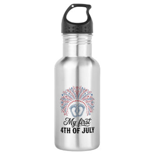Mijn Eerste 4 juli Baby Voeten Patriottisch Shirt  Waterfles