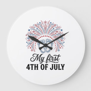 Mijn eerste 4 juli babyvoetjes patriottisch shirt  grote klok