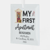 Mijn eerste appartement 2023 aangepaste namen & ad glas ornament (Voorkant links)