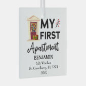 Mijn eerste appartement 2023 aangepaste namen & ad glas ornament (Voorkant Rechts)