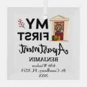 Mijn eerste appartement 2023 aangepaste namen & ad glas ornament (Achterkant)