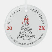 Mijn eerste appartement hield sake rood boog glas ornament (Voorkant)