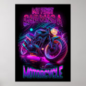 Mijn eerste auto was een motor | fietsenneon poster (Voorkant)