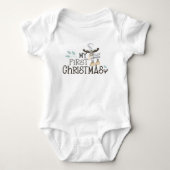 Mijn eerste Baby met kerstcadeaurendierscript Romper (Voorkant)