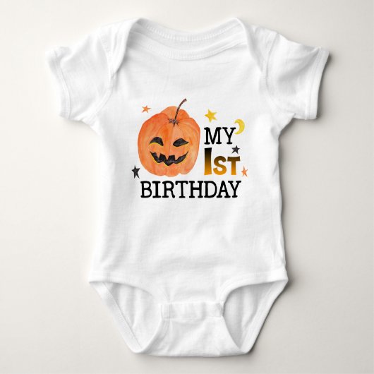 Mijn eerste Birthday Pumpkin Halloween Herfst herf Romper (Voorkant)