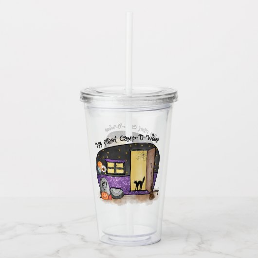 Mijn eerste Camp-O-Ween | Halloween Camping Acryl Drinkbeker (Voorkant)