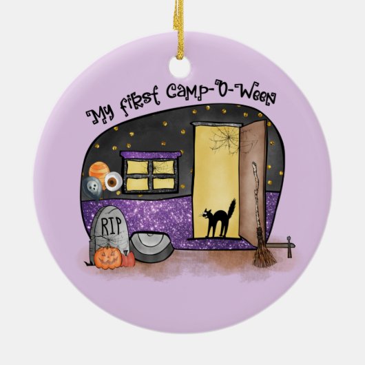 Mijn eerste Camp-O-Ween | Halloween Camping Keramisch Ornament (Achterkant)