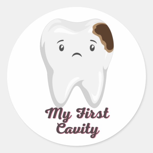 Mijn eerste cavity tooth ronde sticker (Voorkant)