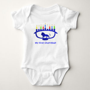 Mijn eerste Chanukkah Blue Lion Menorah Romper
