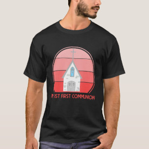 Mijn eerste Communie Roze Kerk Religieus Katholiek T-shirt