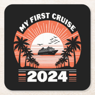 Mijn Eerste Cruise 2024 Vierkante Kartonnen Onderzetter