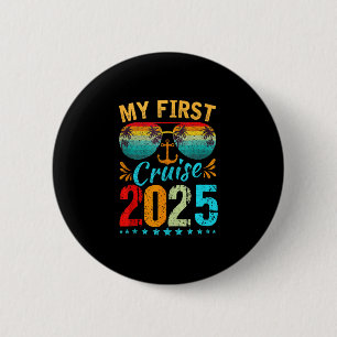 Mijn Eerste Cruise 2025 T-shirt Familie Vakantie C Ronde Button 5,7 Cm