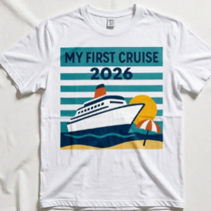 Mijn Eerste Cruise 2026 Retro Zonsondergang Zeevaa T-shirt