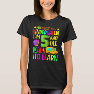 Mijn eerste dag Kindertuin ik ben 5 jaar oud klaar T-shirt