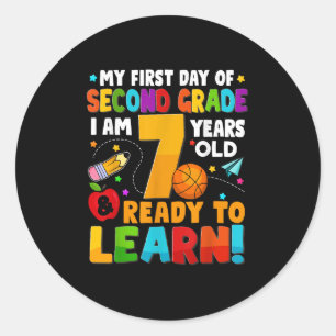 Mijn eerste dag van de 2e klas klaar om te leren K Ronde Sticker