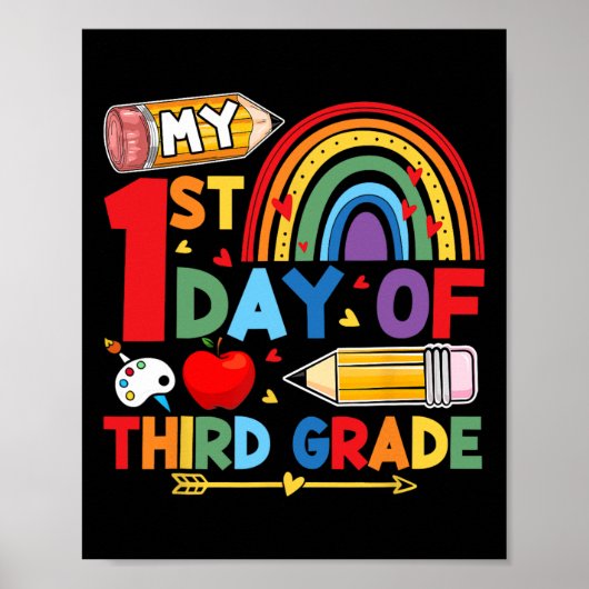Mijn eerste dag van de 3e klas Derde klas regenboo Poster (Voorkant)