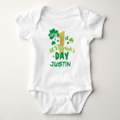 Mijn eerste eerste St. Patrick's Day Shamrock Gree Romper (Voorkant)
