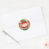 Mijn eerste Elf-Mas Santa's Elf Green n Red Ronde Sticker (Envelop)