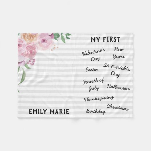 "Mijn eerste feestdag" Milestone Baby Blanket Fleece Deken (Voorkant (Horizontaal))