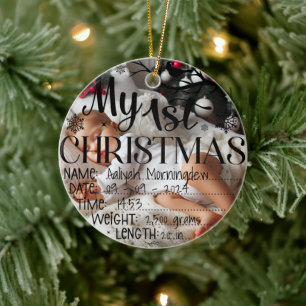 Mijn eerste gepersonaliseerde kerstnaam Datum Tijd Keramisch Ornament