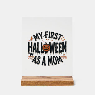 Mijn eerste Halloween als moeder Vintage Halloween Acryl Bord