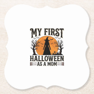 Mijn eerste Halloween als moeder Vintage Halloween Kartonnen Onderzetters