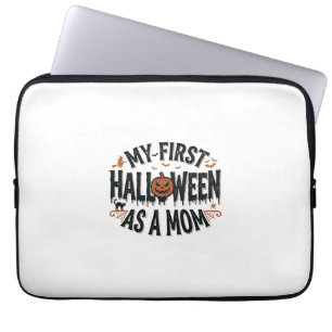 Mijn eerste Halloween als moeder Vintage Halloween Laptop Sleeve