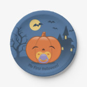 Mijn eerste Halloween Pacifier Pumpkin Papieren Bordje (Voorkant)