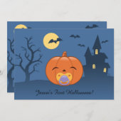 Mijn eerste Halloween Pacifier Pumpkin Party Kaart (Voorkant / Achterkant)