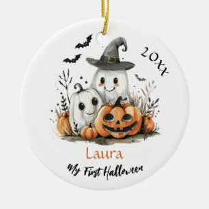 Mijn eerste Halloween Schattigee Ghost Pumpkin Bab Keramisch Ornament
