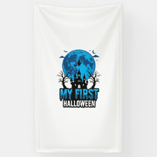 Mijn eerste Halloween vintage heksenhuis baby shir Spandoek
