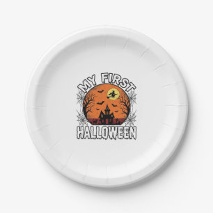 Mijn Eerste Halloween Vintage Peuter Shirt Ontwerp Papieren Bordje