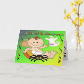 Mijn eerste Halloween Wenskaart Kaart (Gele Bloem)