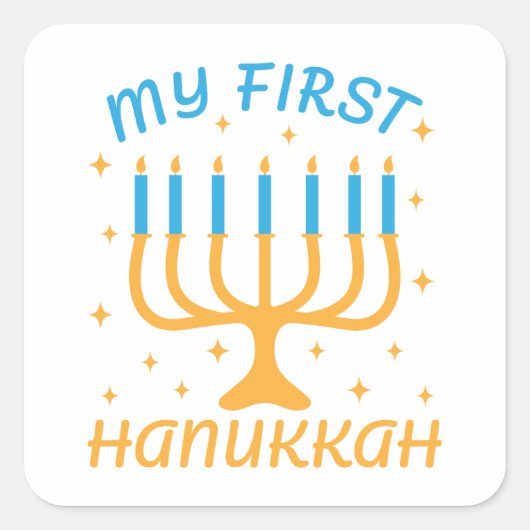 Mijn eerste hanukkah vierkante sticker (Voorkant)