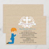 Mijn Eerste Heilige Communie Jongen Knielende Uitn Kaart (Voorkant / Achterkant)