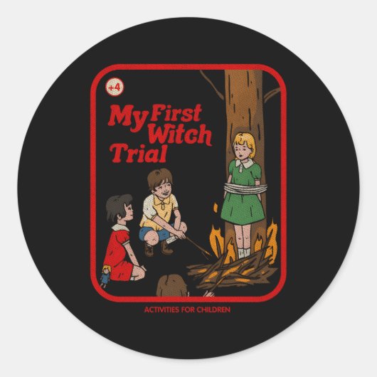 Mijn eerste heks trial kinderspel horror Gothic Pu Ronde Sticker (Voorkant)