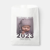 Mijn eerste jaar 2023 Modern Cutout Baby White Bedankzakje (Voorkant)