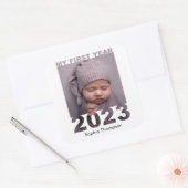 Mijn eerste jaar 2023 Modern Cutout Baby White Vierkante Sticker (Envelop)