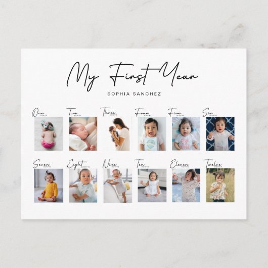 Mijn eerste jaar fotocollage briefkaart (Voorkant)