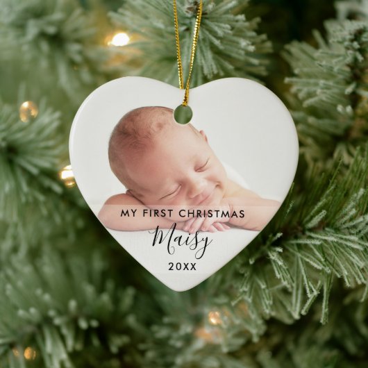 Mijn eerste kerst 2 babyfoto elegant keramisch ornament (Boom)